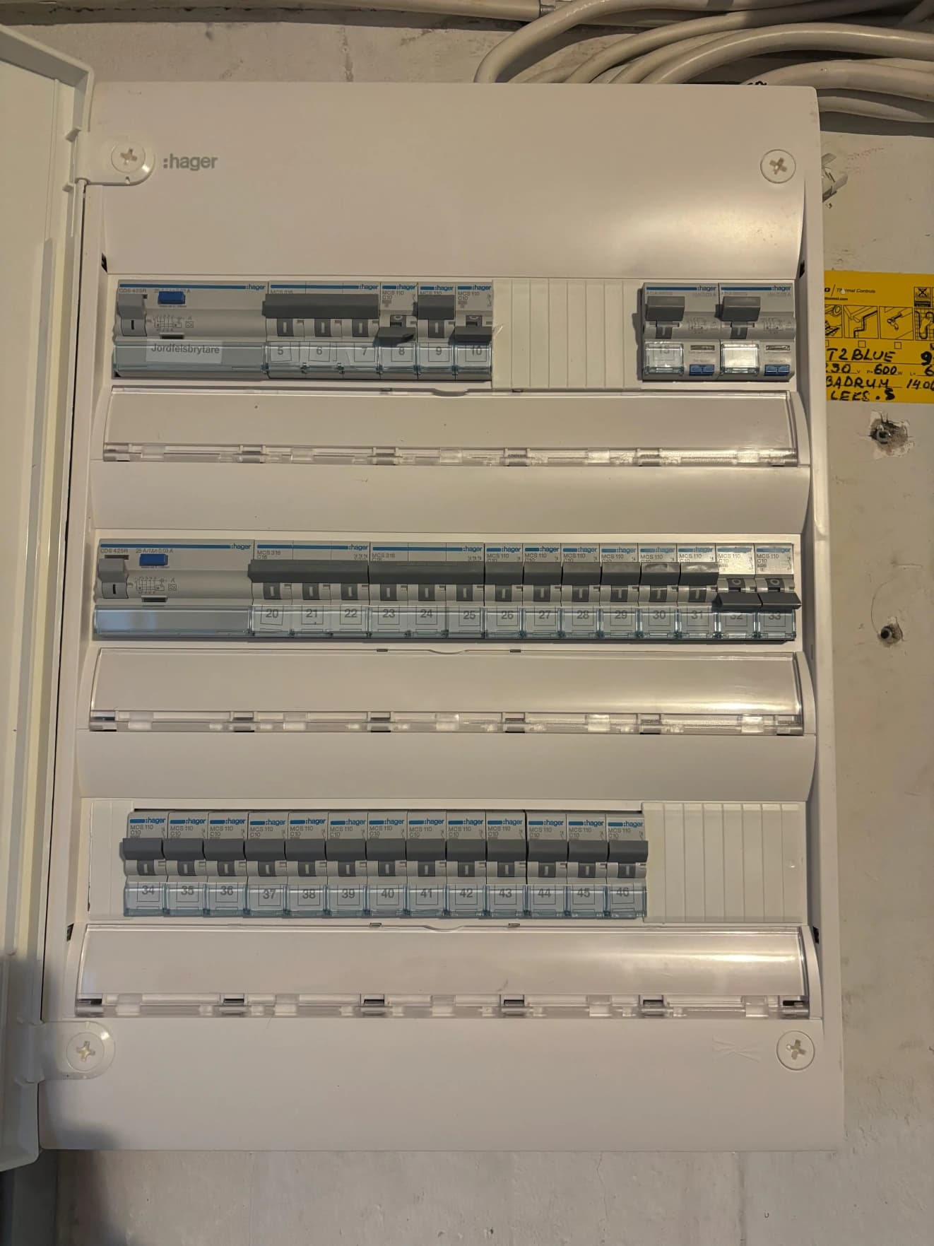 Ny elcentral med jordfelsbrytare och automatsäkringar installerad i Spånga
